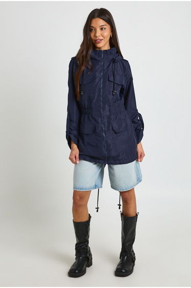 Elasticated Waist Mac - navy