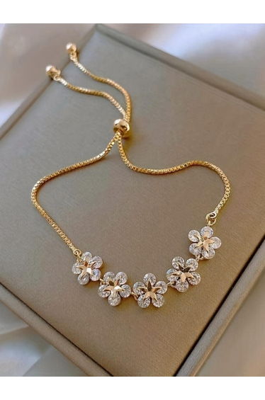 Gold Flower Charm Bracelet