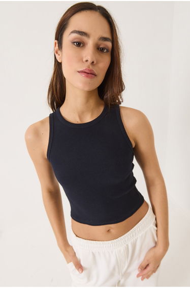 Women's Ribbed Halter Neck Camisole Basic Crop Top Tank Top