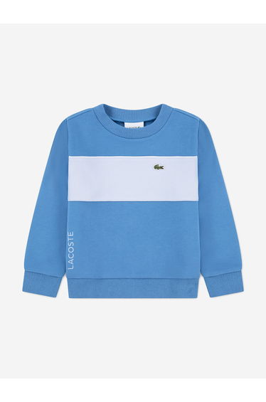 Lacoste Boys Colourblock Crew Sweatshirt in Blue