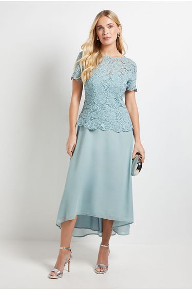 Petite Lace Overlay Midi Dress