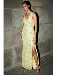 Yellow & Gold Animal Print Premium Maxi Dress