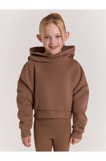 Blanca Sport Girls Oversized Cropped Hoodie in Brown