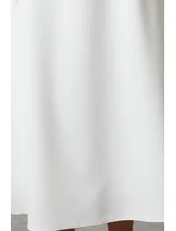 White A-Cut Woven Elegant Evening Dress - 1