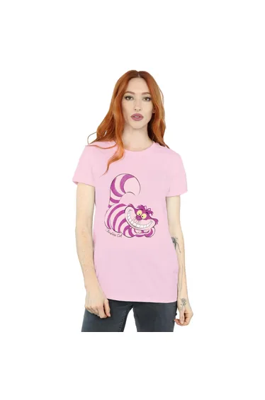 Alice In Wonderland Womens/Ladies Cheshire Cat Boyfriend T-Shirt - Baby Pink
