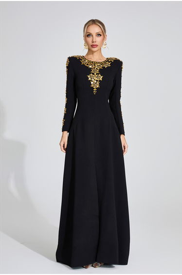 Lucinda Black Diamond Maxi Dress