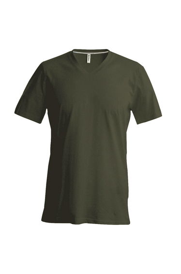 Kariban Mens Short Sleeve V Neck Slim Fit T-Shirt - Khaki
