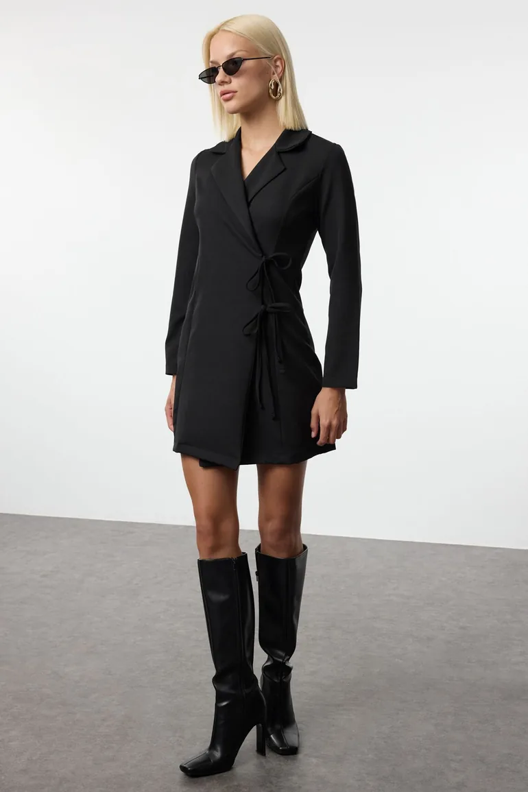 black mini dress with jacket Colorblock Contour High Neck Mini Dress White/Black / Large