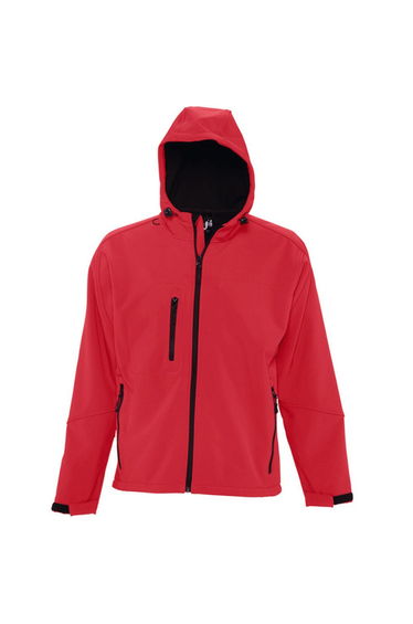 SOLS Mens Replay Hooded Soft Shell Jacket (Breathable, Windproof And Water Resistant) - Pepper Red