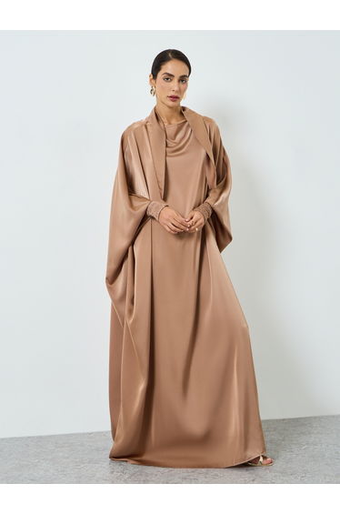 Women Beige Batwing Sleeve Jalabiya