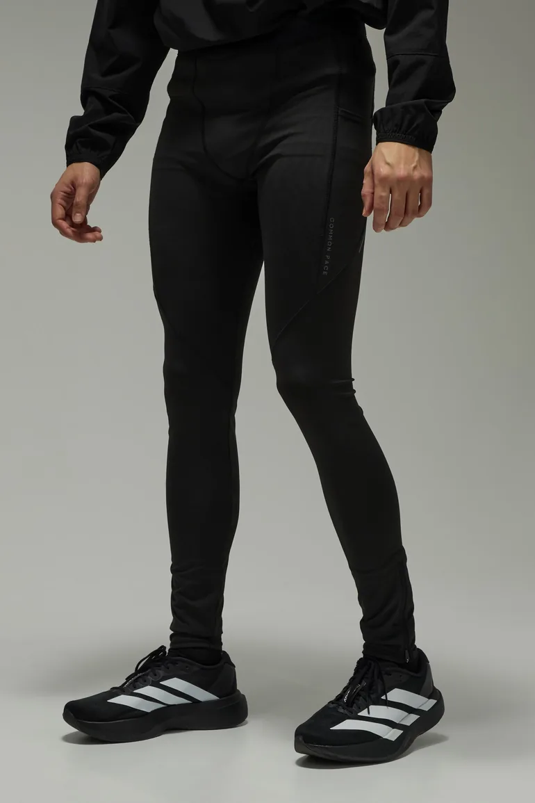 Common Pace Running Ultra Zip Hem Tights - black