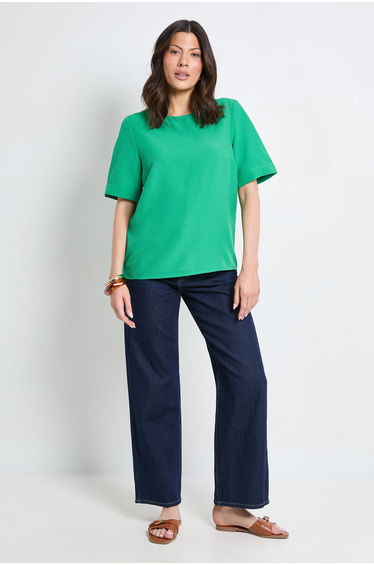 Bubble Crepe Crew Neck T-Shirt