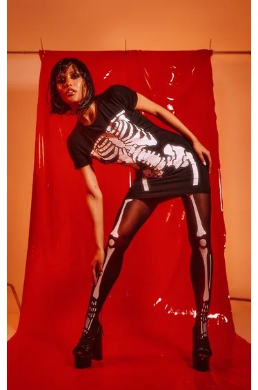Tights Skeleton Print