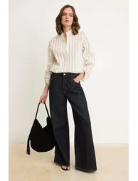 White Striped Ruched Detail Shirt - 1