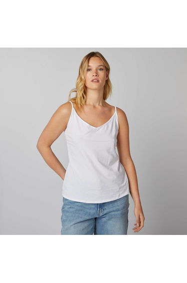 Vest top with spaghetti straps white