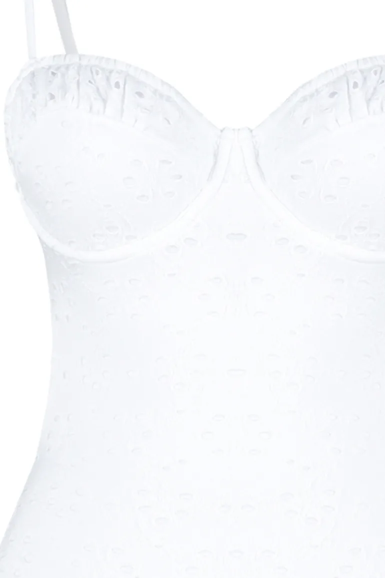 Bridal White V-Neck Tie Regular Swimsuit - 3