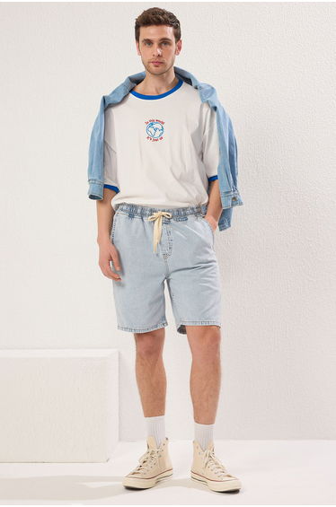 Light Blue Regular Shorts & Bermuda