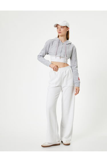 Crop Sports Sweatshirt Hooded Zipper Comfortable Cut