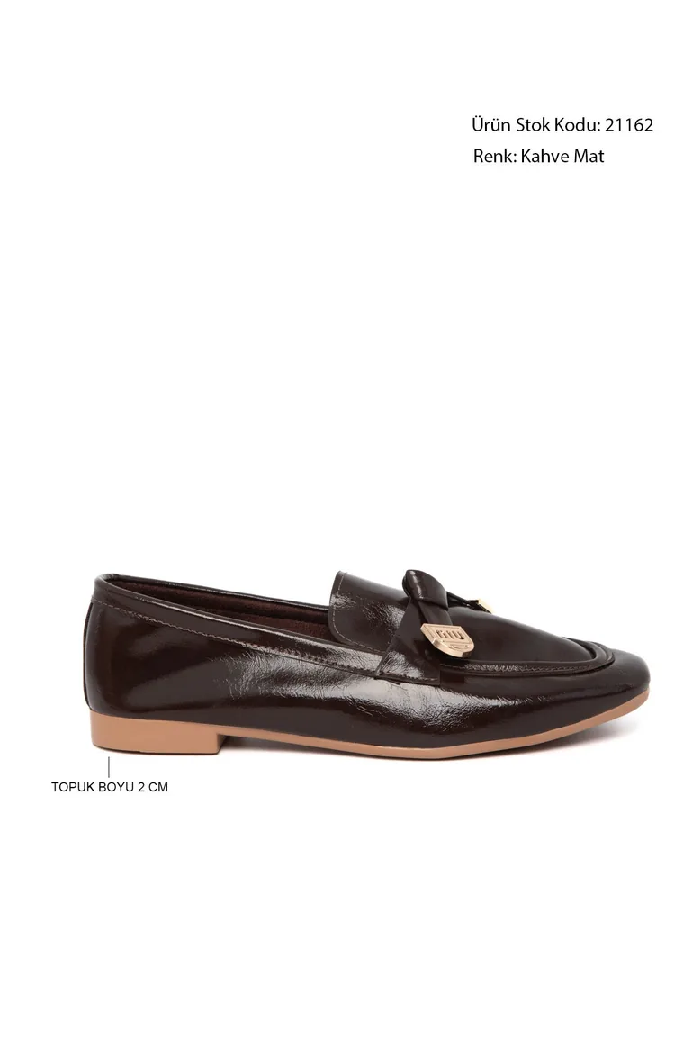 Brown Matte Women's Loafer Shoes - 5