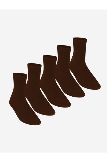 Boys School Turnover Top Socks in Brown