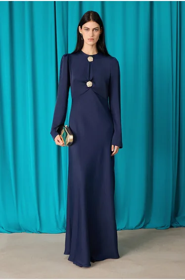DRESS WITH GOLD BUTTON DETAILS