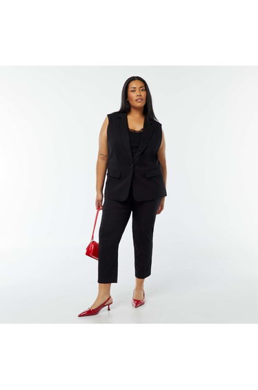 Cigarette trousers with zip and hook fastening BLACK