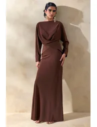 Elaria | Brown Satin Maxi-Skirt - 6