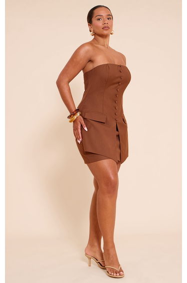 Shape Chocolate Tailored Button Front Mini Dress