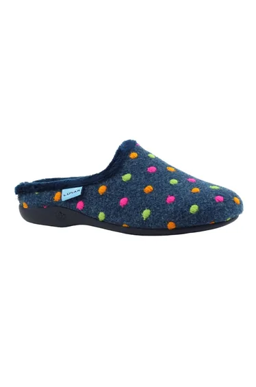 Lunar Womens/Ladies Peanut Mule Slippers - Navy