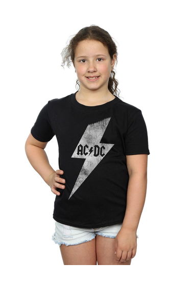 AC/DC Girls Lightning Bolt Cotton T-Shirt - Black