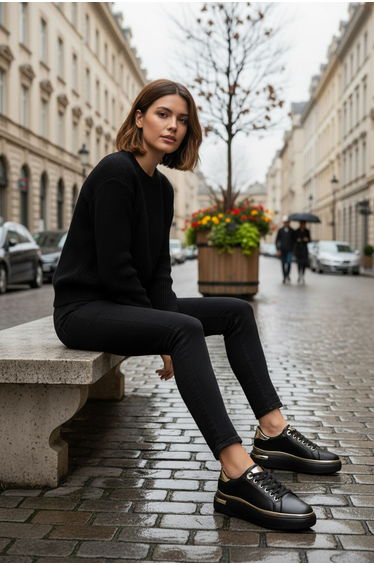 Black-black women's sneaker