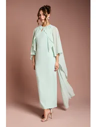 فستان كوست فاشن شيفون أخضر ماكسي بقصة مستقيمة