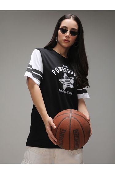 Women Oversized Crew Neck Printed T-Shirt