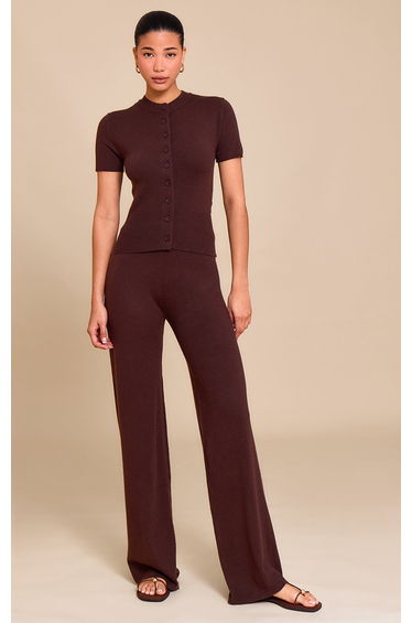 Chocolate Knit Wide Leg Trousers
