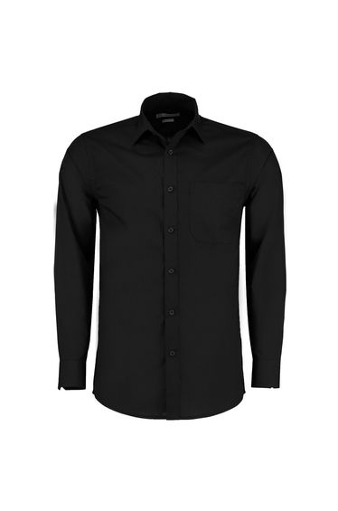 Kustom Kit Mens Poplin Tailored Long-Sleeved Formal Shirt - Black
