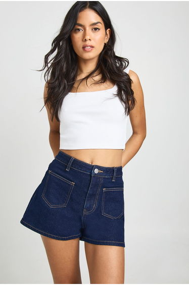 Front Pocket Detail Mini Short - indigo