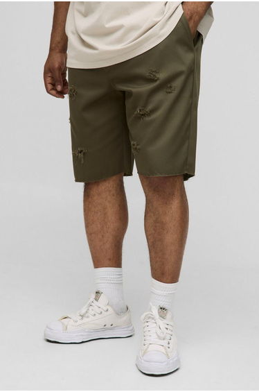 Plus Distressed Raw Hem Shorts