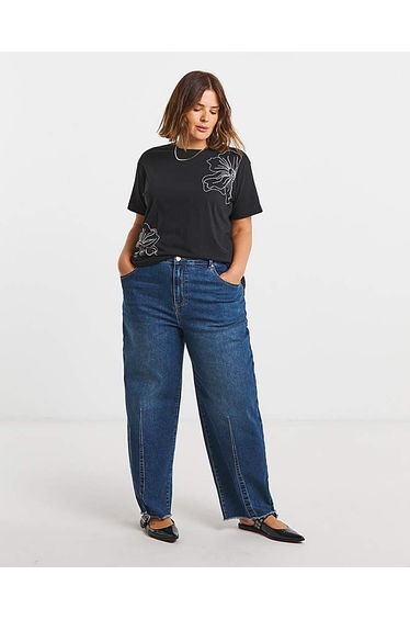 Embroidered and Beaded Floral T-Shirt