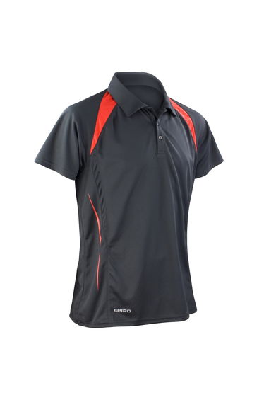 Spiro Mens Sports Team Spirit Performance Polo Shirt - Black/Red