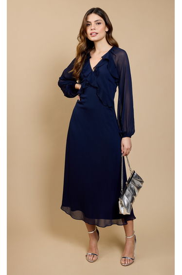 Navy Frill Midaxi Dress by Vicky Pattison