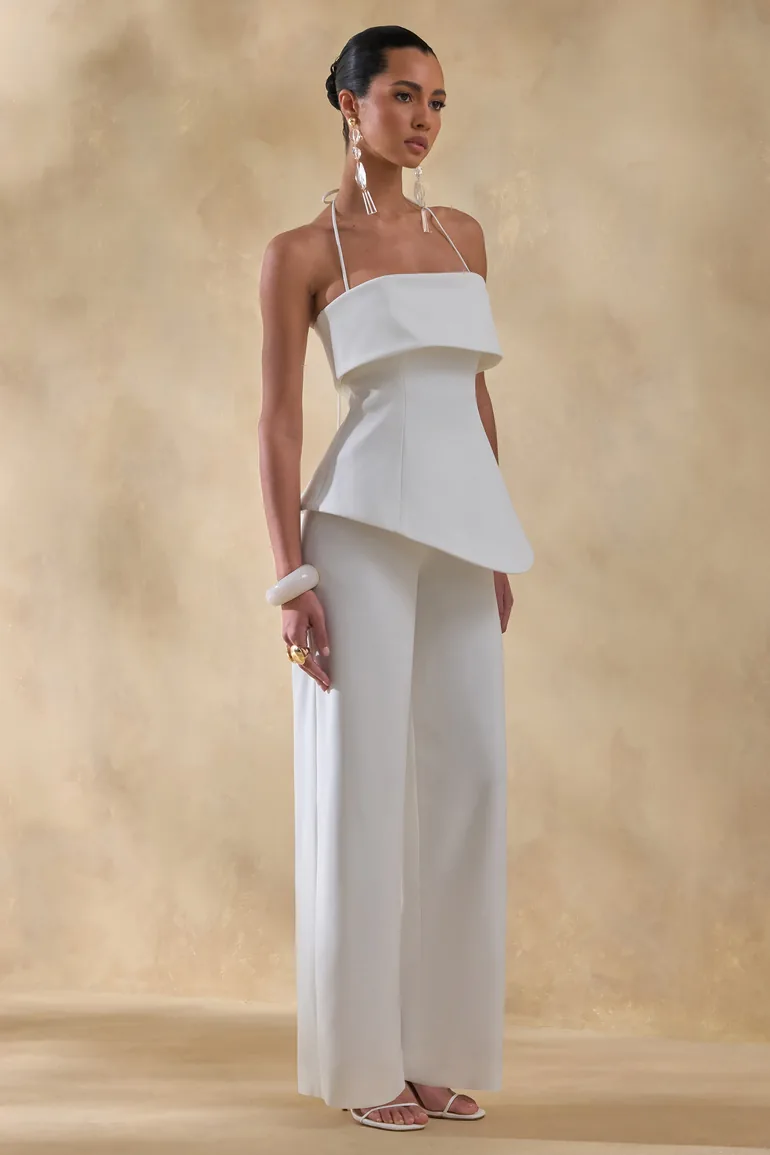 Zura | White Square-Neck Jumpsuit - 4