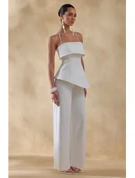Zura | White Square-Neck Jumpsuit - 4