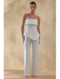 Zura | White Square-Neck Jumpsuit - 3