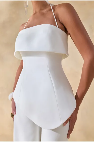 Zura | White Square-Neck Jumpsuit