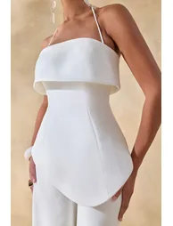 Zura | White Square-Neck Jumpsuit - 2