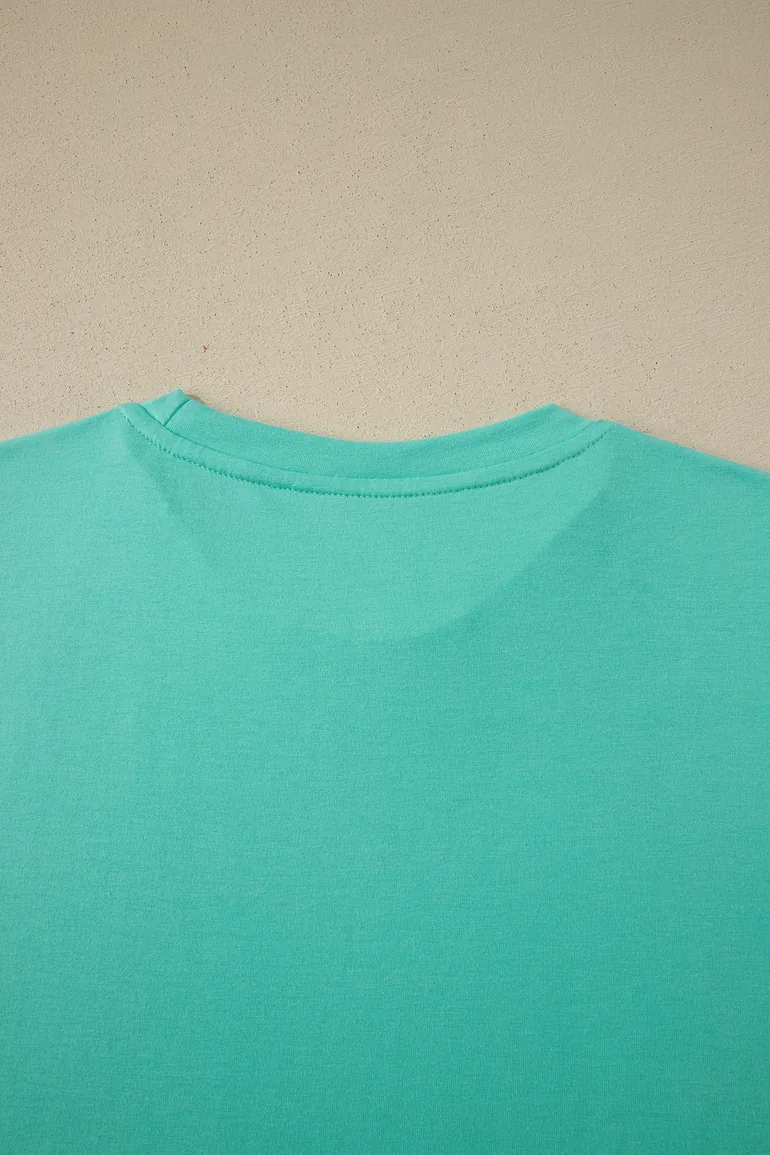 Mint Green Casual Plain Crew Neck Tee - 10