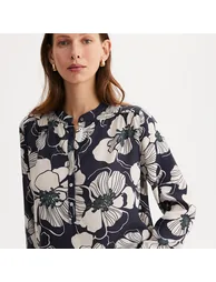 Floral Grandad Collar Blouse - 2