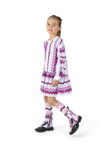 Girls Zigzag Dress in Pink