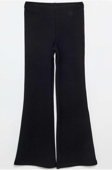 Ribbed flare leggings BLACK