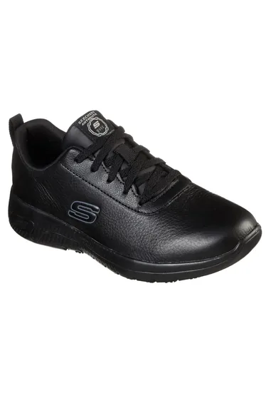 Skechers Womens/Ladies Marsing Gmina Slip Resistant Leather Trainers - Black